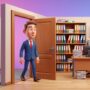 Предприниматель выходит из кабинета с табличкой «УСН» в кабинет «ОСНО», заставленный папками и стопками документов