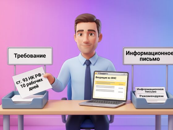 Предприниматель раскладывает письма из налоговой по двум лоткам: «Требование» и «Информационное письмо»